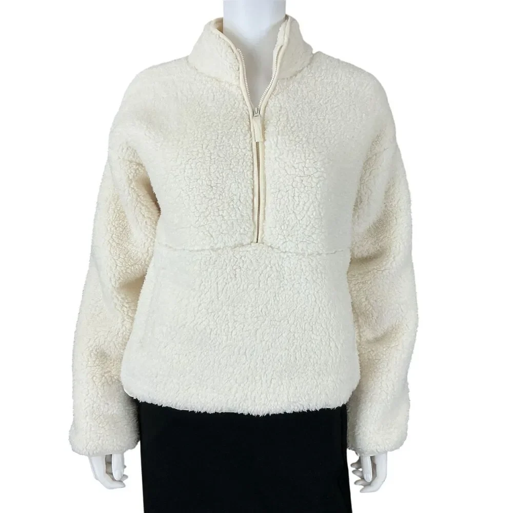 Sundance Heidi Sherpa Half Zip Pullover sz S Cozy Vanilla Cream Teddy‎ Coat BOHO